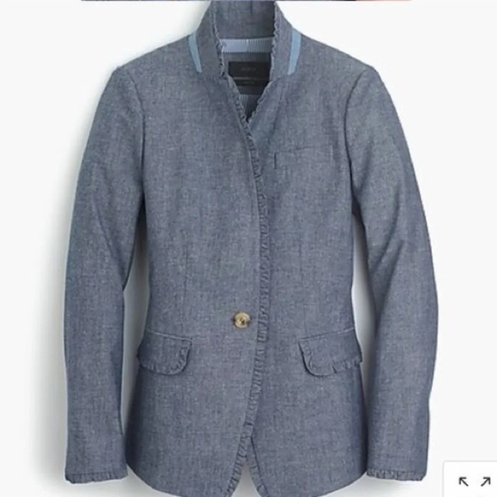 J.Crew Regent Chambray Ruffle Blazer - Picture 3 of 7